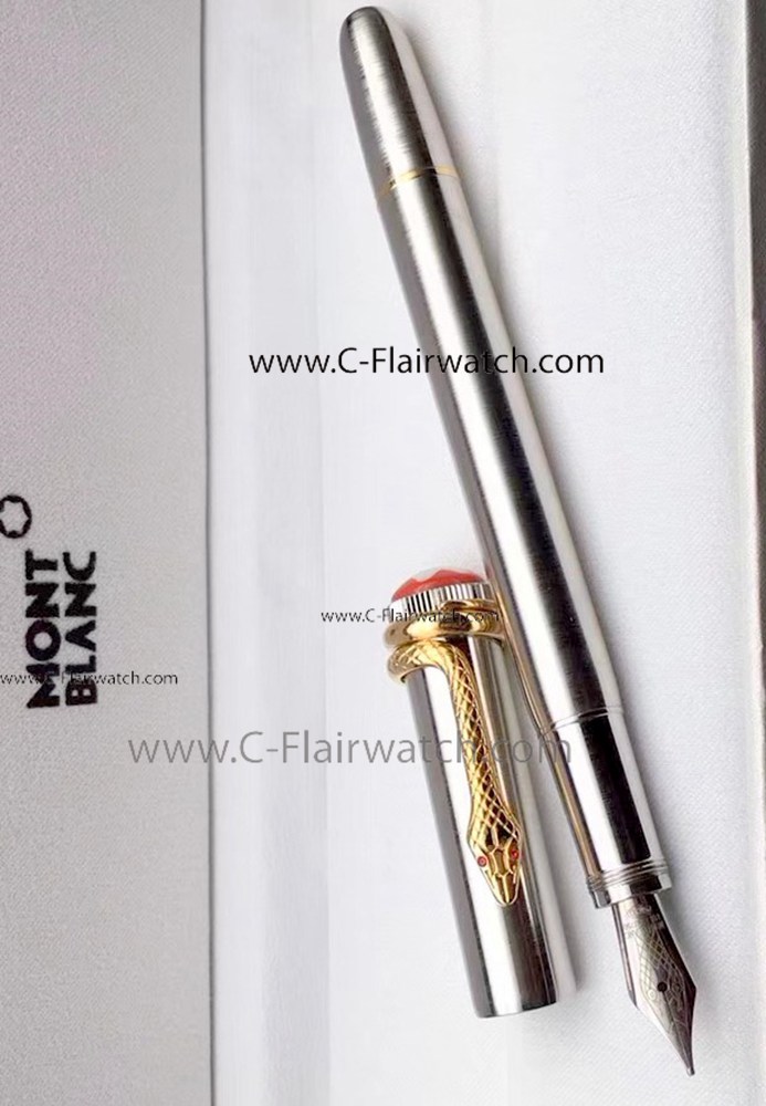 Rouge et Noir Montblanc Snake Pen - Silver Fountain Pen